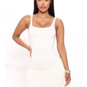 FASHION NOVA Stila doubled Lined White Mini Dress Sz Small NEW NWT